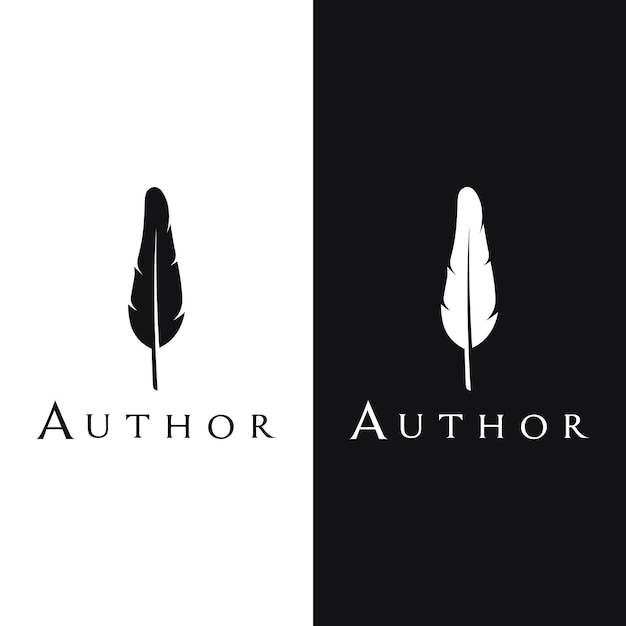 Luxurious author's feather logo with a creative idea Inspired by the author quill feather