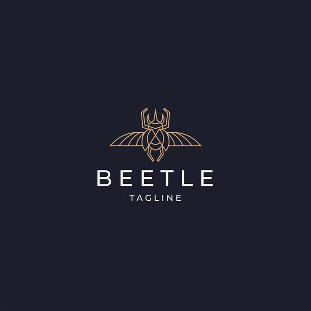 Luxurious beetle elegant gold color logo icon design template flat vecto