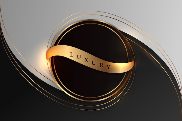 Luxurious black background with a combination of gold shining in a 3D style. Graphic design element.
