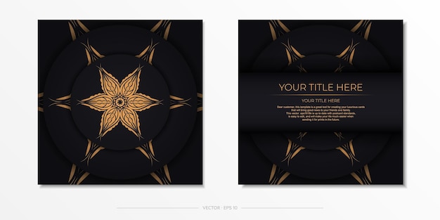 Vector luxurious black invitation card template with vintage abstract ornament elegant and classic vector elements ready for print and typography