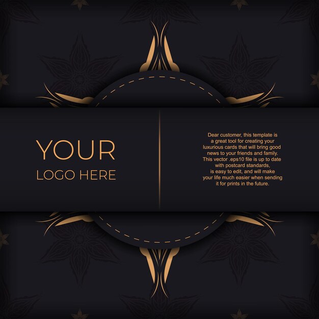 Vector luxurious black invitation card template with vintage indian ornaments elegant and classic vector elements ready for print and typography