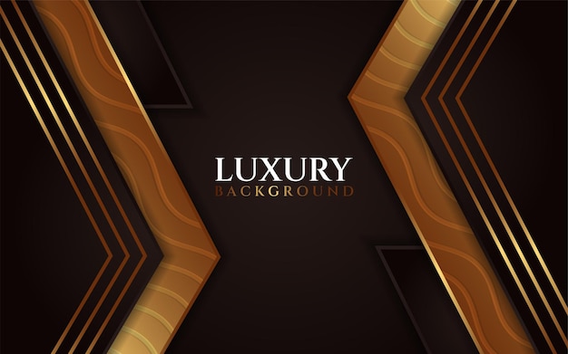 Vector luxurious brown background with line gold wave texture template