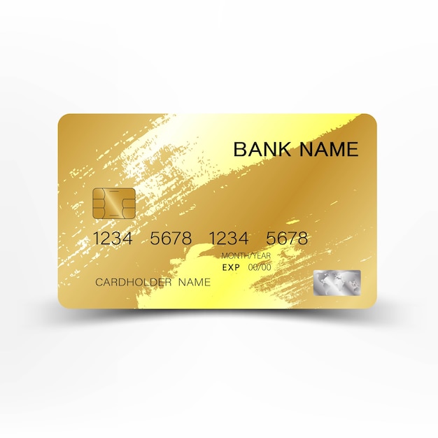 Luxurious credit card gold color on white background