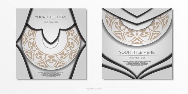 Vettore design lussuoso di una cartolina in colore bianco con un ornamento design della carta dell'invito con spazio per il testo e motivi astratti