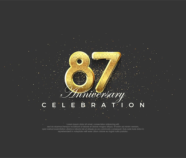 Luxurious design with shiny gold numerals premium design for 87th anniversary celebrations Premium vector background for greeting and celebration