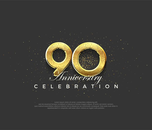 Vector luxurious design with shiny gold numerals premium design for 90th anniversary celebrations premium vector background for greeting and celebration