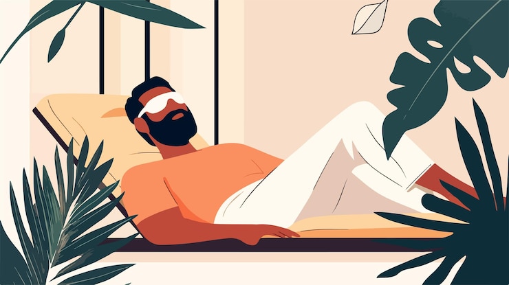 Vector luxurious facial mask for overweight man relaxing skincare therapy