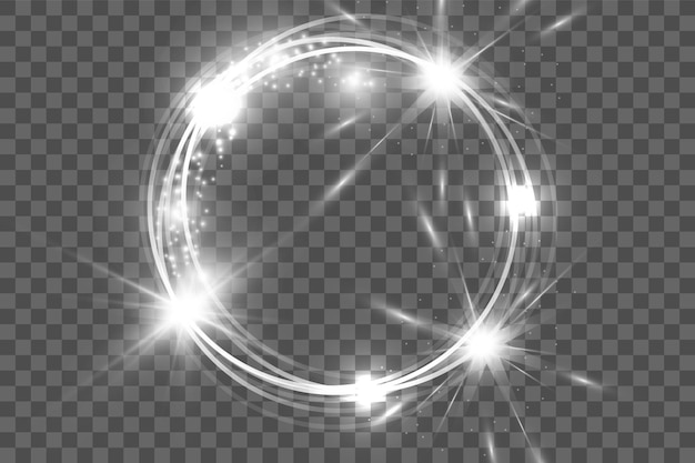 Vector luxurious fashion silver glitter vector circle frame, glowing light effect.