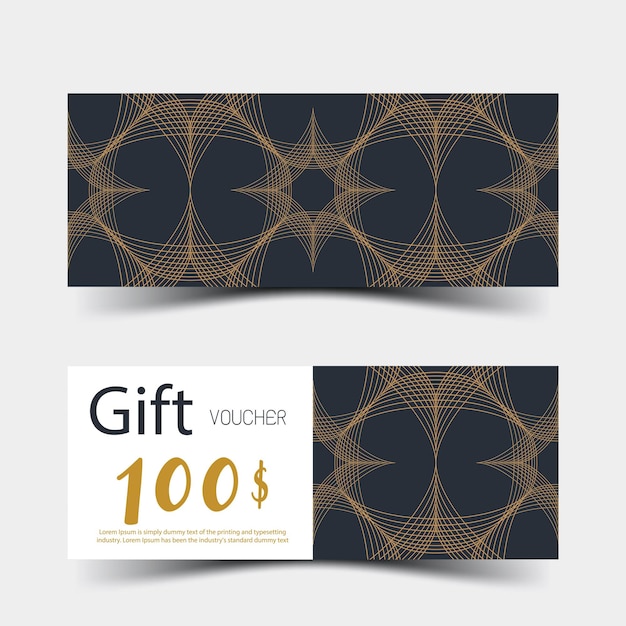 Luxurious gift vouchers set. Colorful design, on white background.