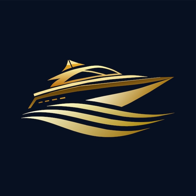 Vector a luxurious gold boat sailing elegantly on a stark black background create a minimalist logo for a sleek and upscale tech store