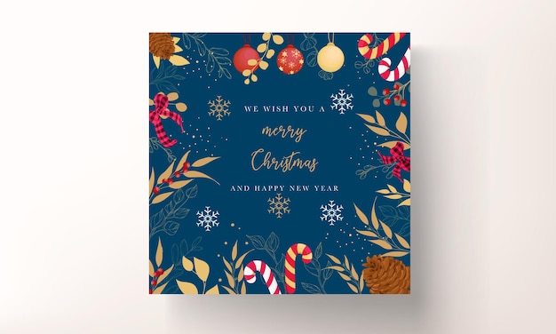 Vector luxurious gold and red merry christmas card design