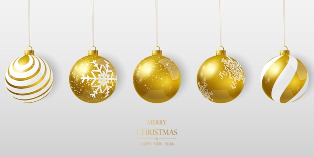 Vector luxurious golden christmas balls for decorations