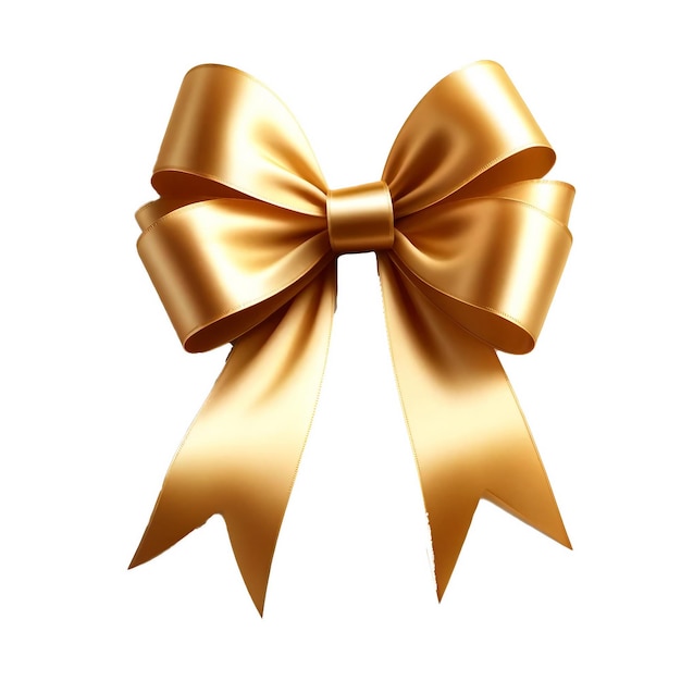 Luxurious Golden Satin Bow on Plain White Background