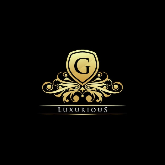 Vector luxurious golden shield logo