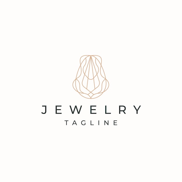 Vector luxurious jewelry with line art style logo icon design template elegant gold flat vector