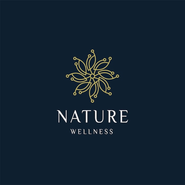 luxurious nature floral leaf ornament logo icon design template gold elegant beauty spa vector