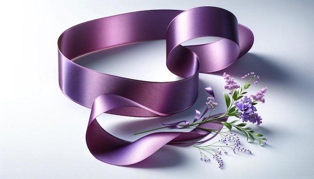 Luxurious Purple Satin Ribbon with Delicate Flowers