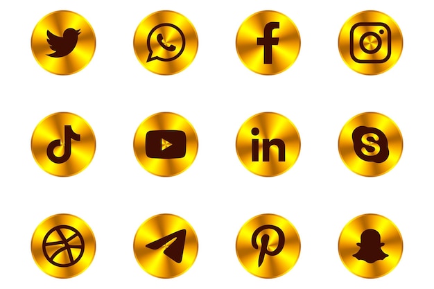 Vector luxurious realistic collection of types of social media logo icons