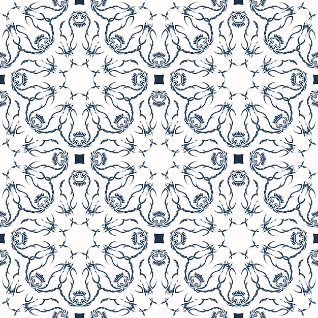 Luxurious seamless pattern with retro patterns Background with white and blue color Good for prints Vector