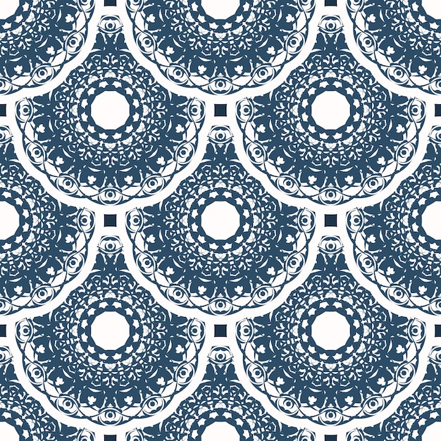 Luxurious seamless pattern with retro patterns background with white and blue color good for wallpaper vector