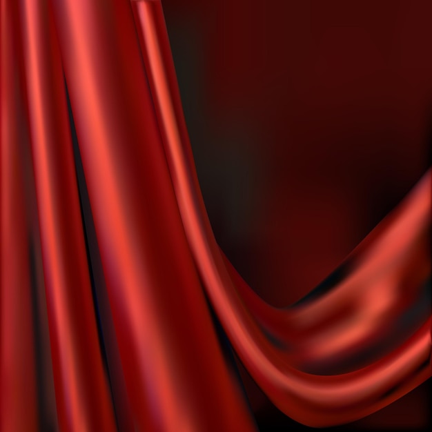 Vector luxurious smooth red satin fabric drapery background with place for textvector