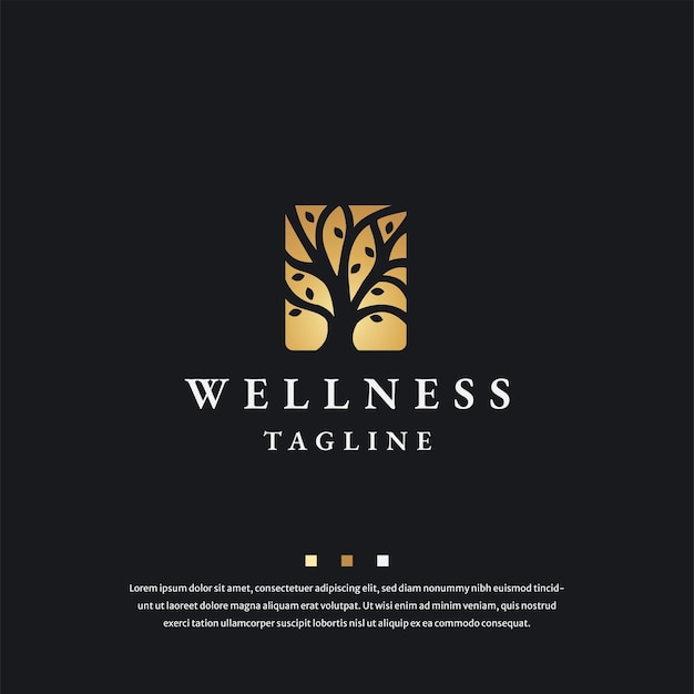 Luxurious tree gold gradient logo icon design template flat vector