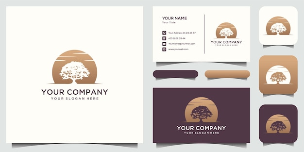 Luxurious tree logo template bussiness card