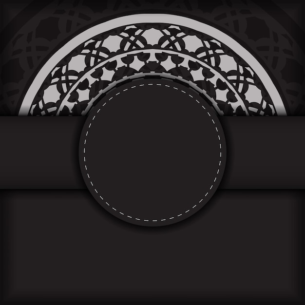 Роскошный векторный дизайн открытки в черном цвете с греческими узорами. Дизайн пригласительного билета с пространством для текста и старинных украшений.