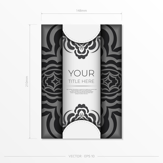 Luxurious vector greeting cards White colors with Indian patterns Invitation card design with mandala ornament