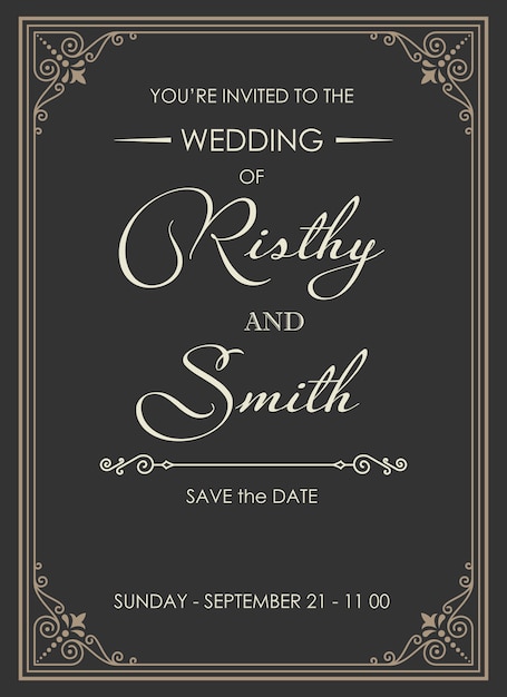 Vector luxurious wedding invitation