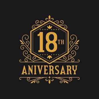 Logo di lusso del 18 ° anniversario