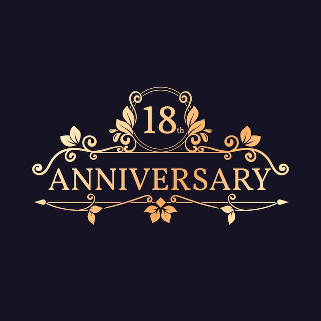 Logo di lusso del 18 ° anniversario