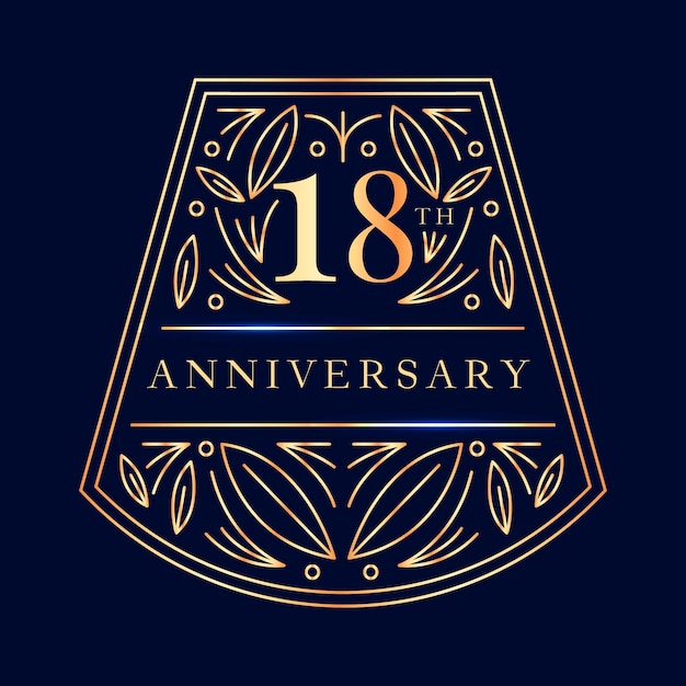 Logo di lusso del 18 ° anniversario