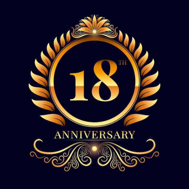 Logo di lusso del 18 ° anniversario