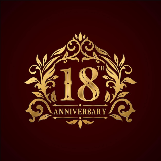 Logo di lusso del 18 ° anniversario