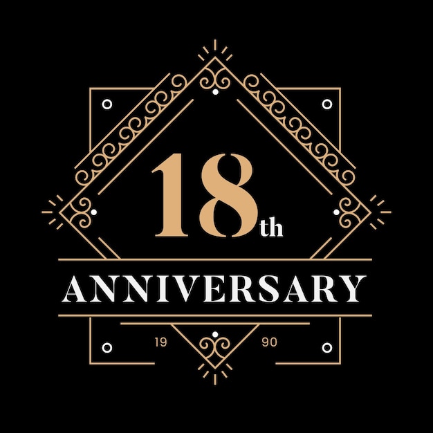 Vector luxury 18th anniversary logo