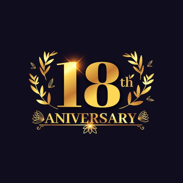 Logo di lusso del 18 ° anniversario