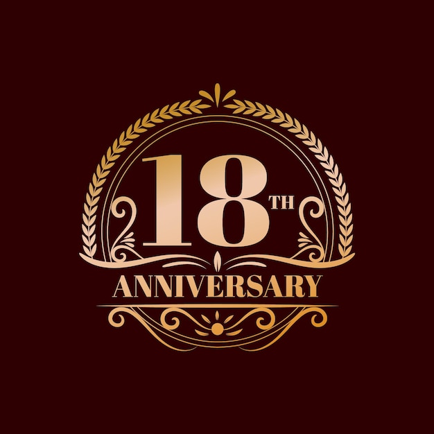 Logo di lusso del 18 ° anniversario