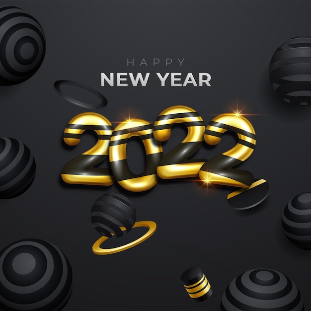 Vector luxury 2022 happy new year greeting card