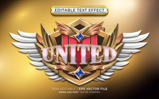 Vector luxury 3d game logo united with editable text effect