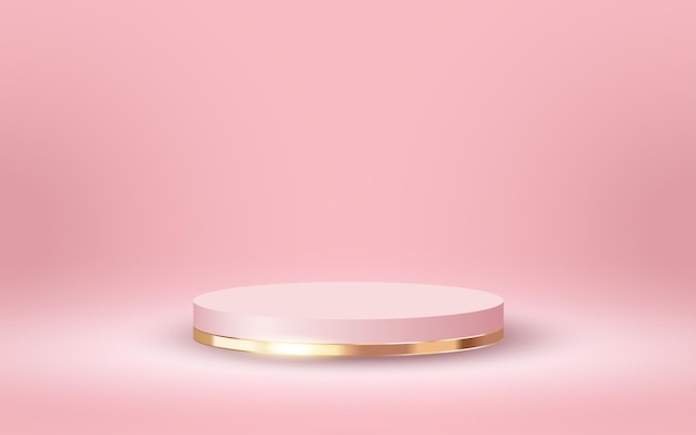 Роскошный 3d подиум для показа пустых косметических продуктов на мягком розовом фоне
