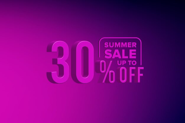 Luxury 3d summer sale banner discount with thirty 30 percent