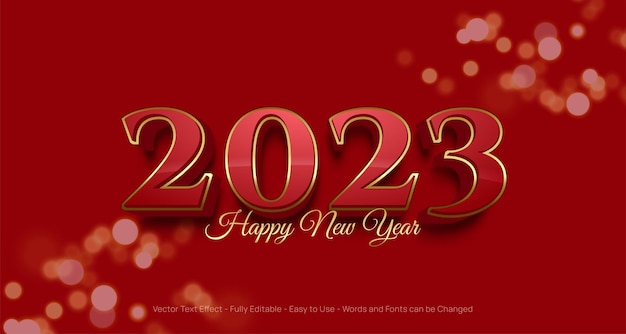 Luxury 3d text number happy new year 2023 editable text effect template