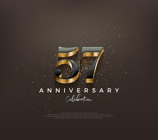 Luxury 57th anniversary design with classic numbers on a black background Premium vector background for greeting and celebration