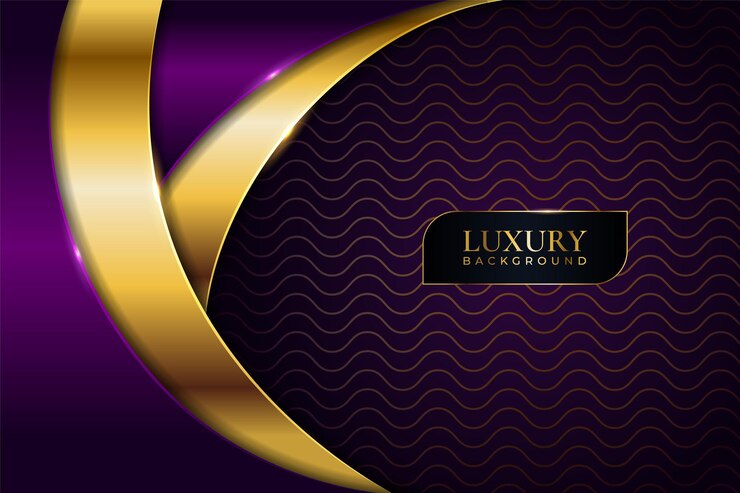 Luxury Abstract Background Premium Elegant Purple and Glowing Golden with Wavy Line Pattern