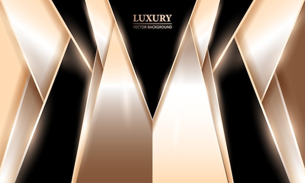 Luxury abstract background with golden and black 3d shapes