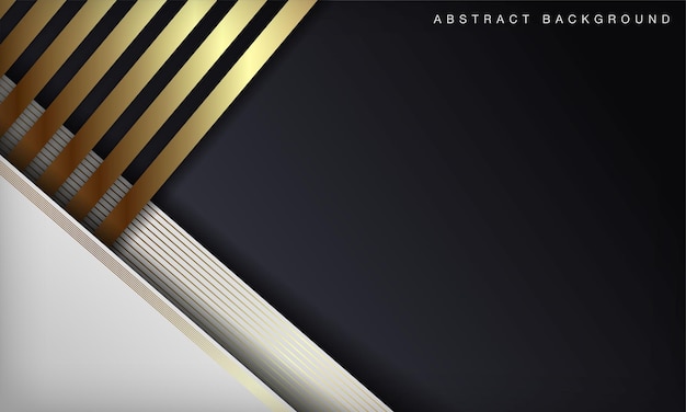 Luxury abstract black and white background with gold lines shape decoration