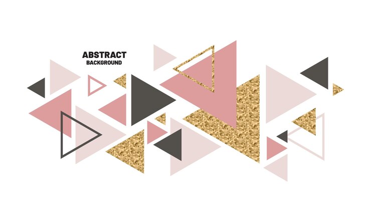 Luxury abstract composition with gold triangles