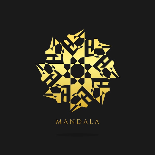 Logo oro mandala fiore astratto di lusso