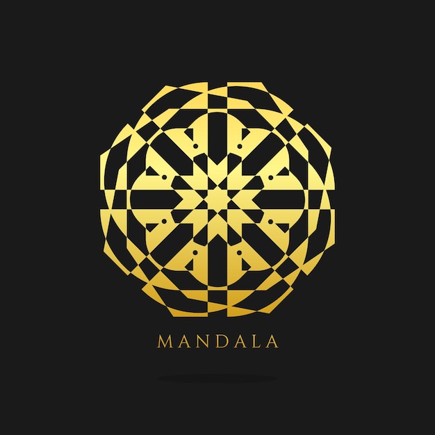 Logo oro mandala fiore astratto di lusso